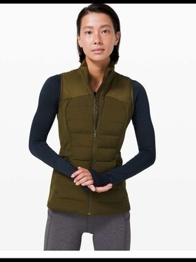 Lululemon Down For It All Vest Moss Green Goose Down Run Vest Size 6